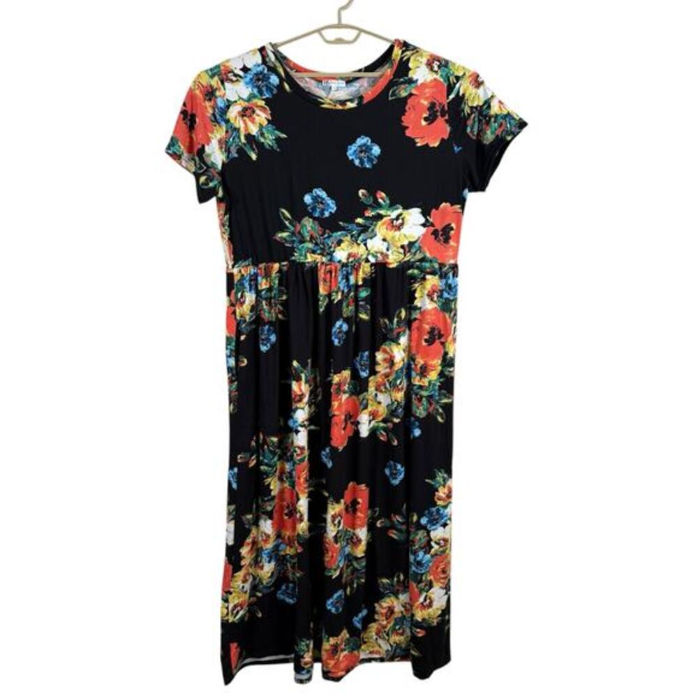 Hazel Blues Women Floral Maxi Dress 4XL Stretch Dark Cottage Vacation‎ Feminine